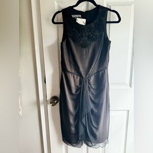 Black Silk Beaded Anne Klein Cocktail Dress